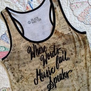 Hot Topic 2X Black Matter Graphic Music Notes Racerback Tank